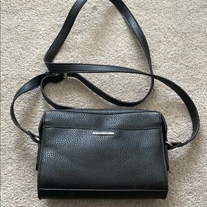 Sleek Black Pebbled Leather Crossbody Bag (New)